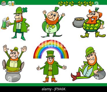 Saint Patrick day cartoon set Illustration de Vecteur