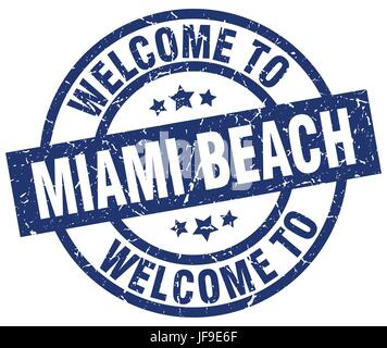 Bienvenue à Miami Beach blue stamp Illustration de Vecteur