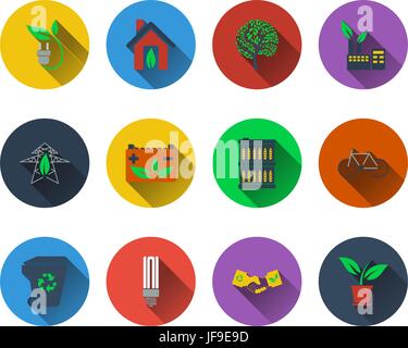 Ensemble d'icônes écologiques Illustration de Vecteur