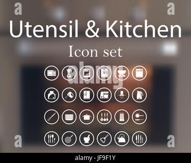 Cuisine ustensile et icon set Illustration de Vecteur