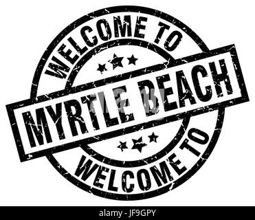 Bienvenue à Myrtle Beach black stamp Illustration de Vecteur