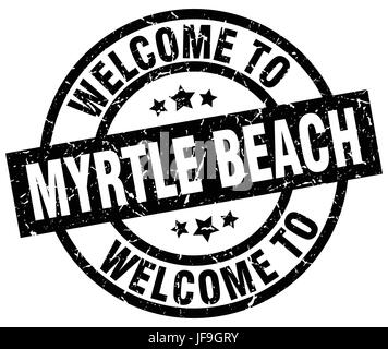 Bienvenue à Myrtle Beach black stamp Illustration de Vecteur