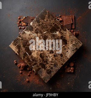 Les différents chocolats et cacao en poudre Banque D'Images