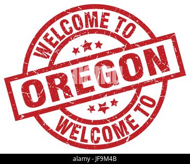 Bienvenue à l'Oregon timbre rouge Illustration de Vecteur