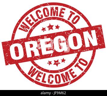 Bienvenue à l'Oregon timbre rouge Illustration de Vecteur