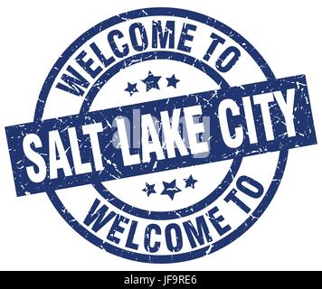 Bienvenue à Salt Lake City blue stamp Illustration de Vecteur