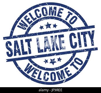 Bienvenue à Salt Lake City blue stamp Illustration de Vecteur