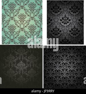 Damask seamless pattern set Illustration de Vecteur