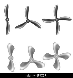 Ensemble d'hélices isolé sur fond blanc Illustration de Vecteur