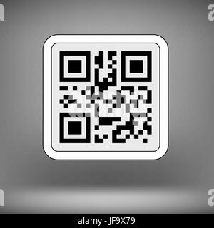 Code barre du produit 2d Square Soft Label sur fond gris. Exemple de code QR Prêt à numériser avec Smart Phone Illustration de Vecteur