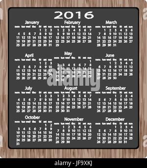 La craie sur tableau noir calendar 2016 Illustration de Vecteur