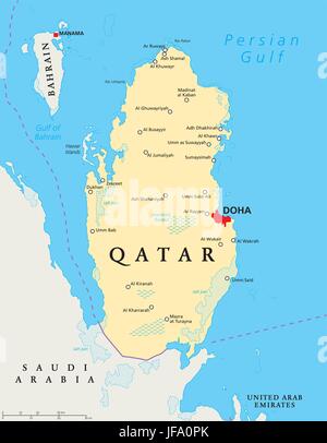 Carte politique du Qatar Illustration de Vecteur