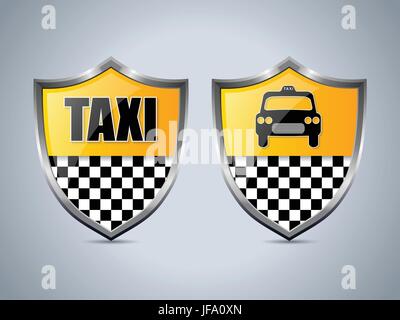 Badge set design bouclier Taxi Illustration de Vecteur