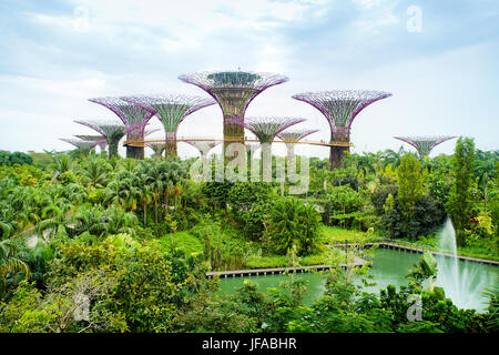 MARINA BAY, SINGAPOUR - Jan 20, 2017 : paysage de jardins par la baie de Singapour. Banque D'Images