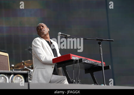 Londres, Royaume-Uni. 30 Juin, 2017. Andrew Roachford de Mike et la mécanique en live sur scène le grand chêne dans le cadre de l'heure d'été britannique 2017 (CEST) Festival à Hyde Park à Londres. Date de la photo : Vendredi, 30 juin 2017. Crédit photo doit se lire : Crédit : Roger Garfield/Alamy Live News Crédit : Roger Garfield/Alamy Live News Banque D'Images