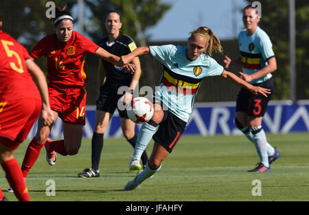 Vicky Losada, Janice Cayman lors d'un match amical entre les équipes féminines de l'Espagne contre la Belgique en Pinatar Arena, Murcia, Espagne. Vendredi, 30 juin 2017 Banque D'Images