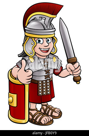 Un ancien soldat romain personnage tenant une épée et donner un coup de pouce Banque D'Images
