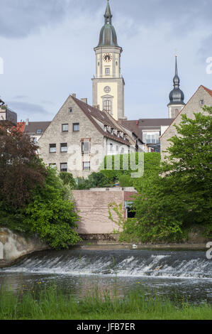 Rivière Jagst à Crailsheim, Allemagne Banque D'Images