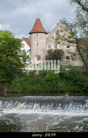 Rivière Jagst à Crailsheim, Allemagne Banque D'Images