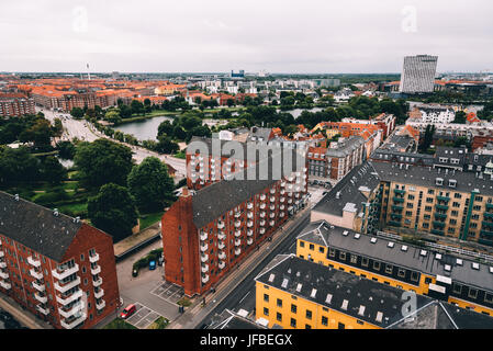 Copenhague, Danemark - 12 août 2016 : Vue aérienne de Copenhague un jour nuageux de l'été Banque D'Images