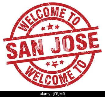 Bienvenue à San Jose timbre rouge Illustration de Vecteur