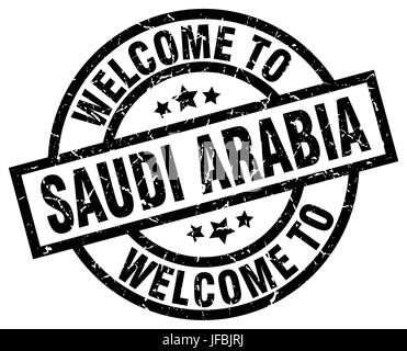 Bienvenue à l'Arabie saoudite black stamp Illustration de Vecteur