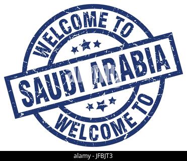 Bienvenue à l'Arabie saoudite blue stamp Illustration de Vecteur