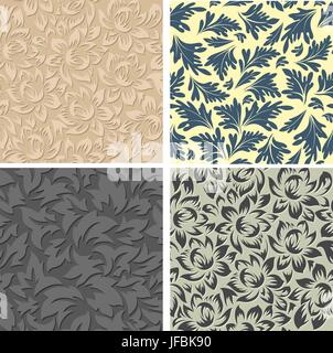 4 Modèles sans couture Floral Illustration de Vecteur