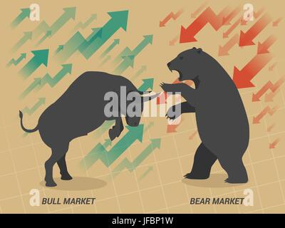 Stock Market concept Bull and Bear Illustration de Vecteur