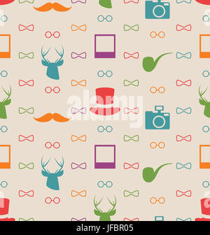 Illustration Hipster Seamless Texture, avec des couleurs Vintage - cartes Banque D'Images