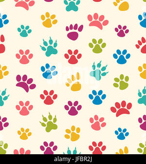 Illustration Seamless Texture avec traces de chats, chiens. Les empreintes de pattes Animaux Domestiques - Banque D'Images