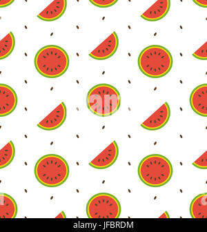Illustration avec motif transparent tranches et graines de la pastèque - Banque D'Images