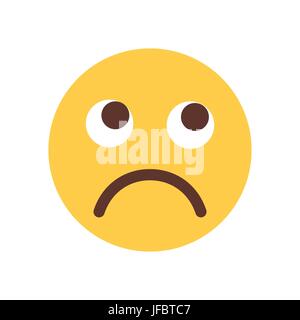 Cartoon jaune mauvais visage bouleversé les gens Emoji Icône émotion Illustration de Vecteur