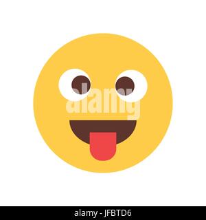 Sourire jaune Cartoon Show Face Langue fou gens Emoji Icône émotion Illustration de Vecteur