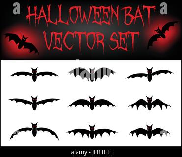 Vector set de halloween bat silhouette. illustration isolé sur fond blanc Illustration de Vecteur