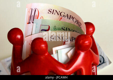 Chiffres rouges autour de dollars Singapourien Banque D'Images