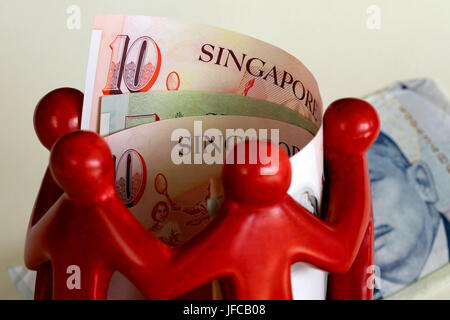 Chiffres rouges autour de dollars Singapourien Banque D'Images