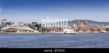 Vue panoramique sur Oslo Norvège Aker Brygge Banque D'Images