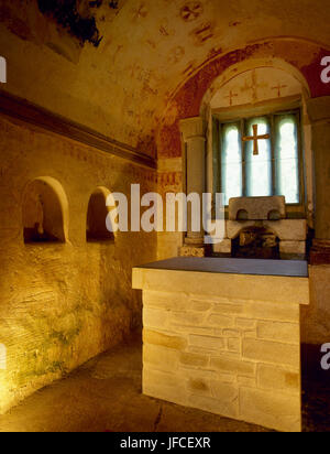 Église de Saint-Sauveur de Valdedios. L'asturien style pré-roman. 9e siècle. L'intérieur. Les Asturies, Espagne. Banque D'Images