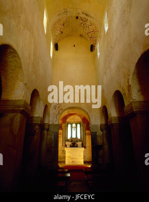 Église de Saint-Sauveur de Valdedios. L'asturien style pré-roman. 9e siècle. L'intérieur. Les Asturies, Espagne. Banque D'Images