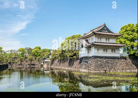 Maison de la Garde impériale et entrée de la porte Kikyomon aux jardins est du Palais impérial, Tokyo, Japon Banque D'Images