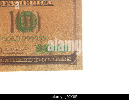 Quarts one hundred dollar bill isolé sur fond blanc Banque D'Images