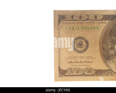 Quarts one hundred dollar bill isolé sur fond blanc Banque D'Images