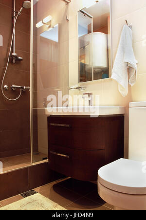 Salle de bain douche marron Banque D'Images