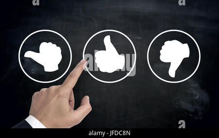 Main pointant à 0 icônes avec le pouce. Banque D'Images