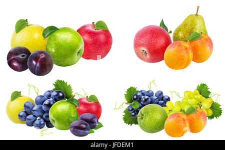 Collection de fruits isolé sur fond blanc Banque D'Images