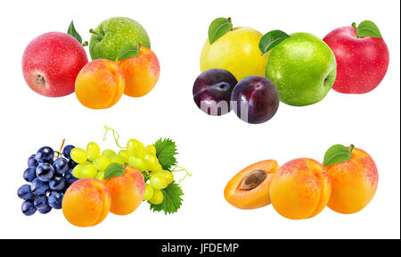 Collection de fruits isolé sur fond blanc Banque D'Images