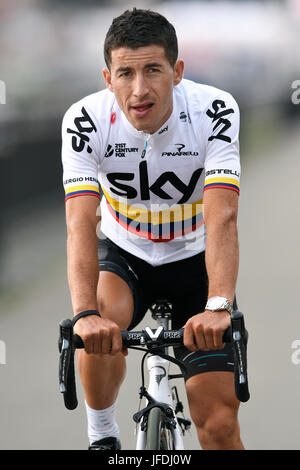 104. Tour de France, le Grand Départ, Team-Presentation : Sergio Henao (COL) L'équipe Sky. Banque D'Images