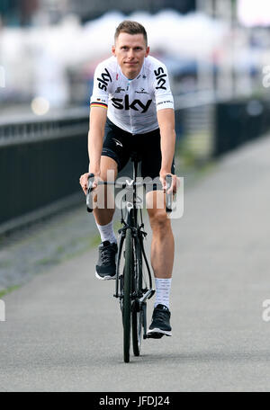 104. Tour de France, le Grand Départ, Team-Presentation : Christian genoux (GER) L'équipe Sky. Banque D'Images