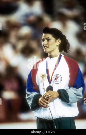 Nancy Kerrigan (USA) 1989 en compétition au Festival olympique des USA Banque D'Images
